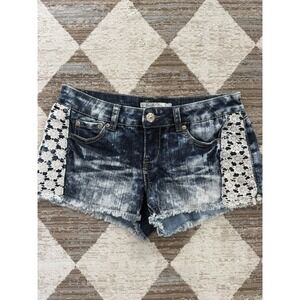 Y2K Vanilla Star Women's Denim Shorts Low Lace Acid Wash Size 9 Juniors